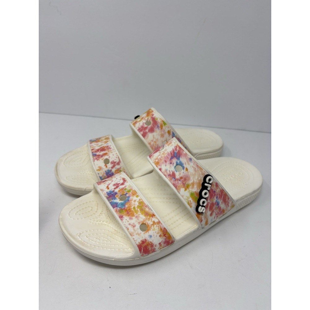 Crocs Classic Slide Sandals Tie Dye Splash White Womens 10 Mens 8